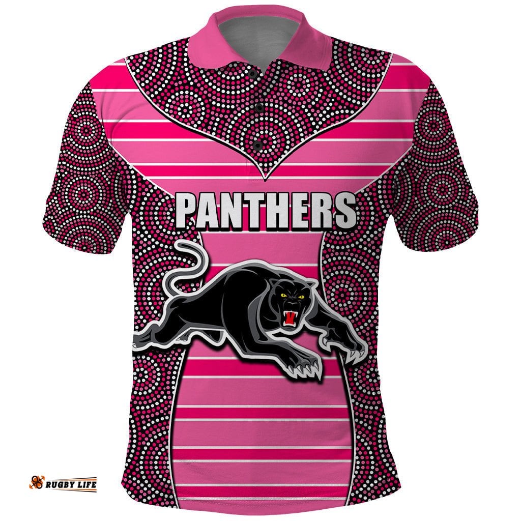NRL - Panthers Polo Shirt Mix Dot Aboriginal Pink Version