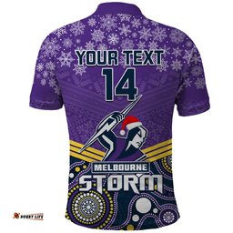 Custom Storm Rugby Christmas Polo Shirt Merry Xmas 2023 Mix Aboriginal Art