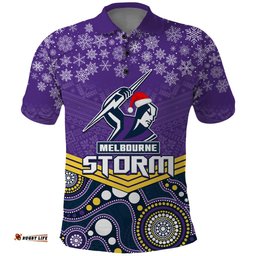 Custom Storm Rugby Christmas Polo Shirt Merry Xmas 2023 Mix Aboriginal Art