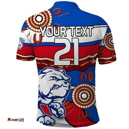 Custom Text And Number AFL Bulldogs Football Polo Shirt Western Aboriginal Simple Style