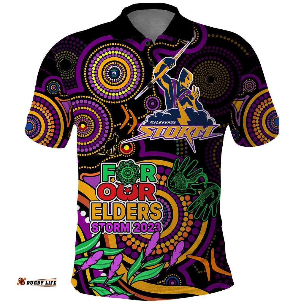 Custom Storm Rugby Aboriginal Art Polo Shirt NAIDOC Indigenous Tribal