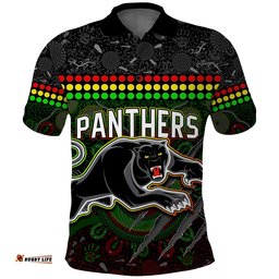 Custom Text and Number Panthers Polo Shirt Premiers 2022 Aboriginal Amazing Aussie