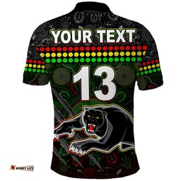 Custom Text and Number Panthers Polo Shirt Premiers 2022 Aboriginal Amazing Aussie
