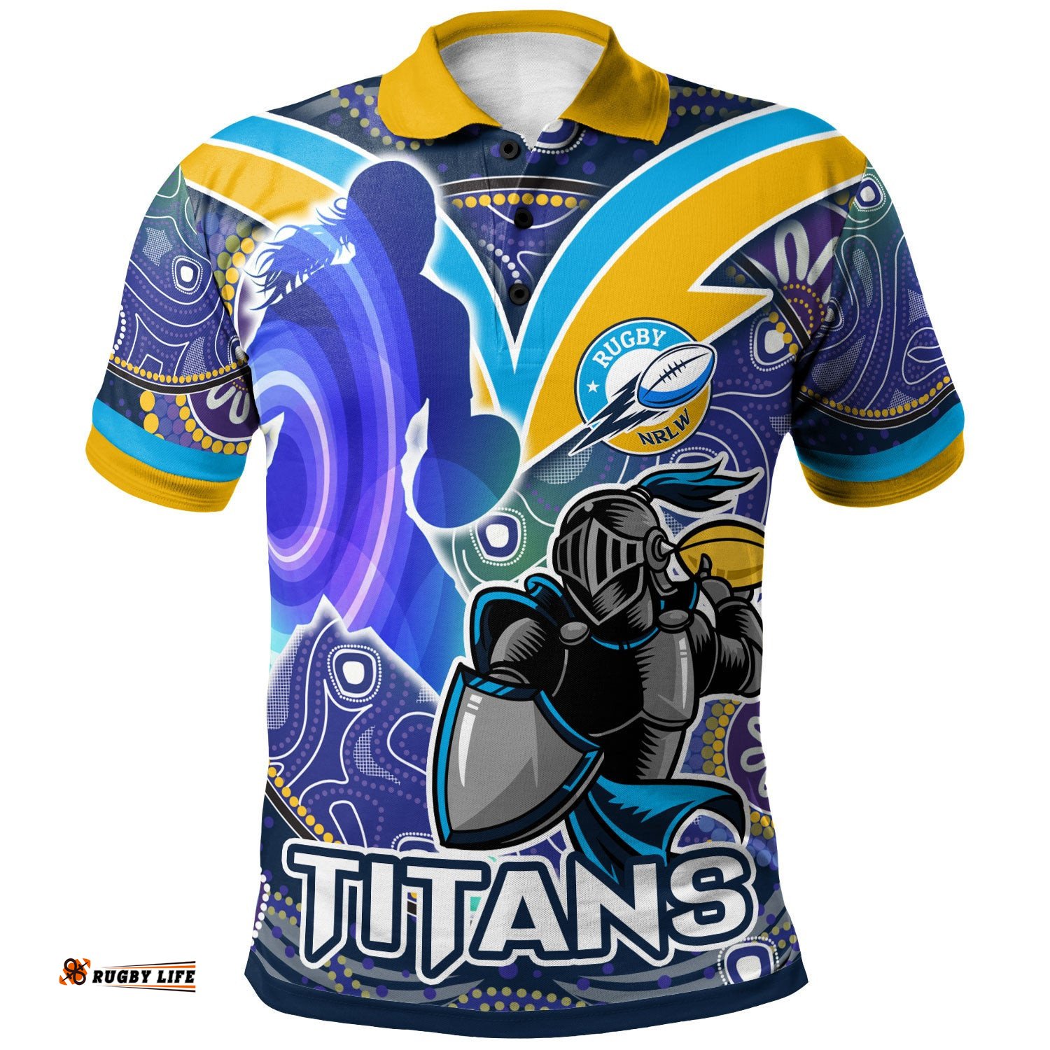 NRLW Titans Rugby Polo Shirt - Custom Rugby Ball Indigenous Aboriginal Titans Women Polo Shirt Amazing Aussie