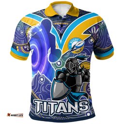 NRLW Titans Rugby Polo Shirt - Custom Rugby Ball Indigenous Aboriginal Titans Women Polo Shirt Amazing Aussie