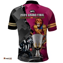 Collingwood And Lions Football Polo Shirt 2023 Grand Final Magpies Brisbane Together