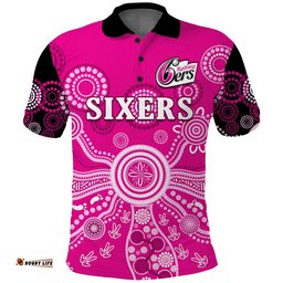 Custom Text And Number Sydney Sixers Polo Shirt Cricket Indigenous Australian Art Ver.01 Amazing Aussie