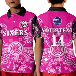 Custom Text And Number Sydney Sixers Polo Shirt Cricket Indigenous Australian Art Ver.01 Amazing Aussie