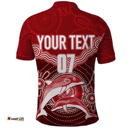 Personalised Dolphins Rugby Polo Shirt Aboriginal Boomerang Artsy Style