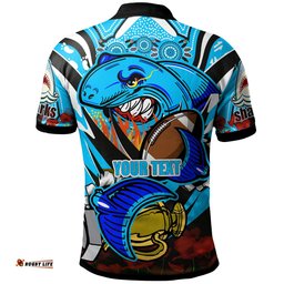 Sharks Premierships Rugby Polo Shirt - Custom "Go Sharkies!" Champion Claw Scratch Aboriginal Culture Polo Shirt Amazing Aussie