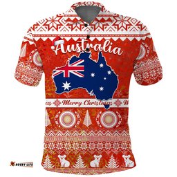 Custom Personalised Australia Polo Shirt Australian Map Aboriginal Painting Merry Christmas Amazing Aussie