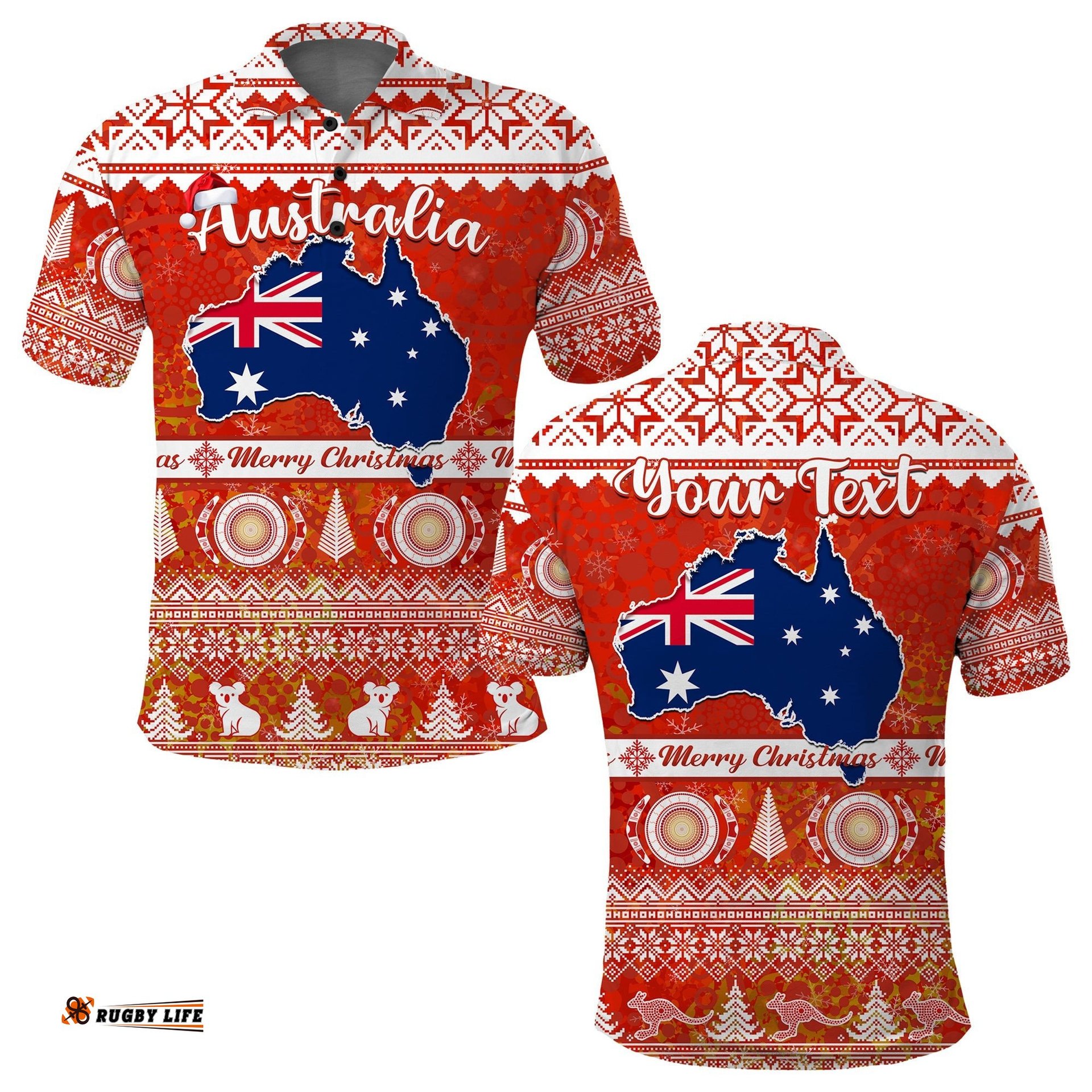 Custom Personalised Australia Polo Shirt Australian Map Aboriginal Painting Merry Christmas Amazing Aussie