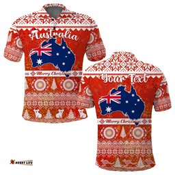 Custom Personalised Australia Polo Shirt Australian Map Aboriginal Painting Merry Christmas Amazing Aussie