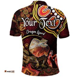Custom Personalised Australian Astrology Polo Shirt Leo Dragon Lizard Zodiac Aboriginal Vibes - Red Amazing Aussie