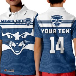 Custom Text And Number Cats Football Polo Shirt Geelong Est 1859 Aboriginal Art Amazing Aussie