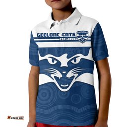 Custom Text And Number Cats Football Polo Shirt Geelong Est 1859 Aboriginal Art Amazing Aussie