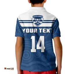 Custom Text And Number Cats Football Polo Shirt Geelong Est 1859 Aboriginal Art Amazing Aussie