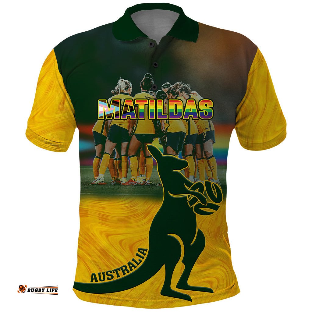 Matildas Pride Polo Shirt LGBT Kangaroo Australian Proud