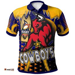 Cowboys Rugby Polo Shirt - Custom Bull Rugby Cup Final Series Champions Sport Style Personalised Player And Number Polo Shirt Amazing Aussie