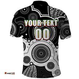 Custom Personalised And Number Panthers NRL Polo Shirt Aboriginal Patterns