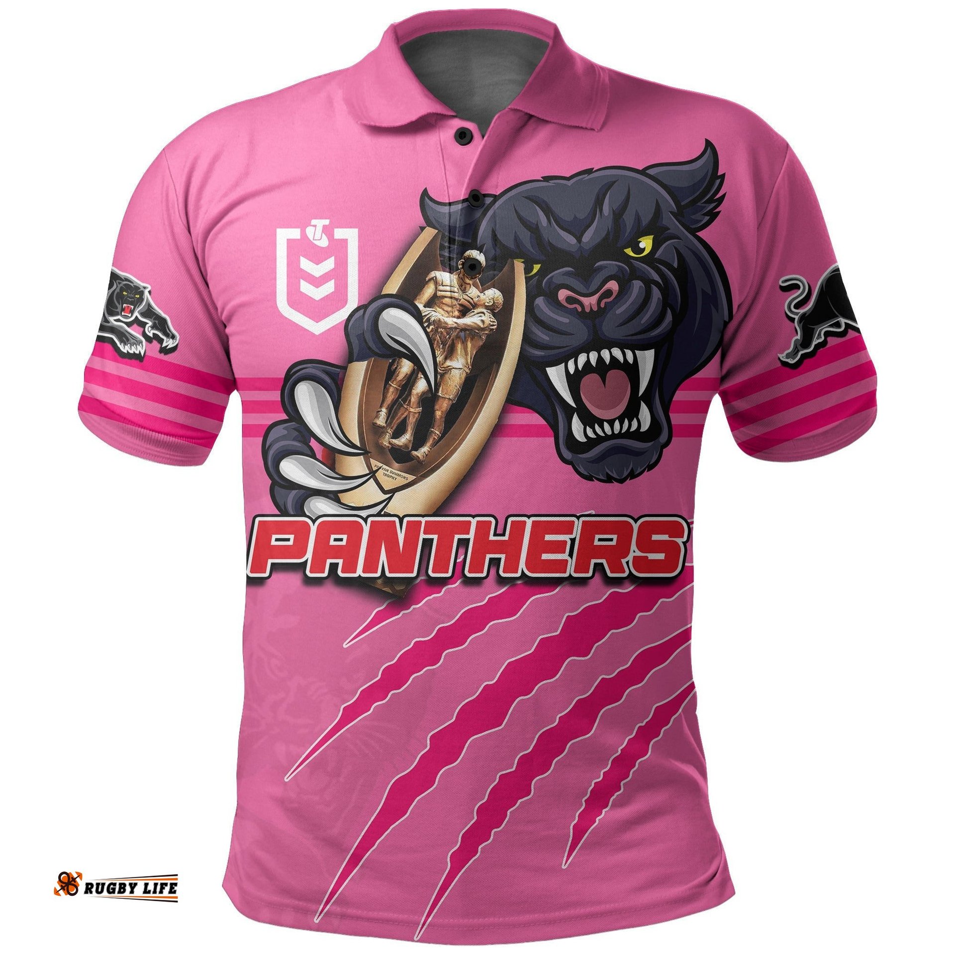 Panthers Rugby Polo Shirt Premiers 2022 Pink Vibe Amazing Aussie