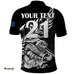 Custom Text And Number New Zealand Kiwi Rugby Polo Shirt