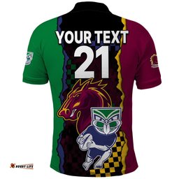 Custom Text And Number NRL Combine Warriors and Broncos Polo Shirt Sporty Style