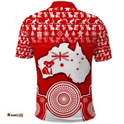 Australian Koala Christmas Vibe With Aboriginal Dot Painting Style No1 Polo Shirt Amazing Aussie
