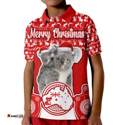 Australian Koala Christmas Vibe With Aboriginal Dot Painting Style No1 Polo Shirt Amazing Aussie