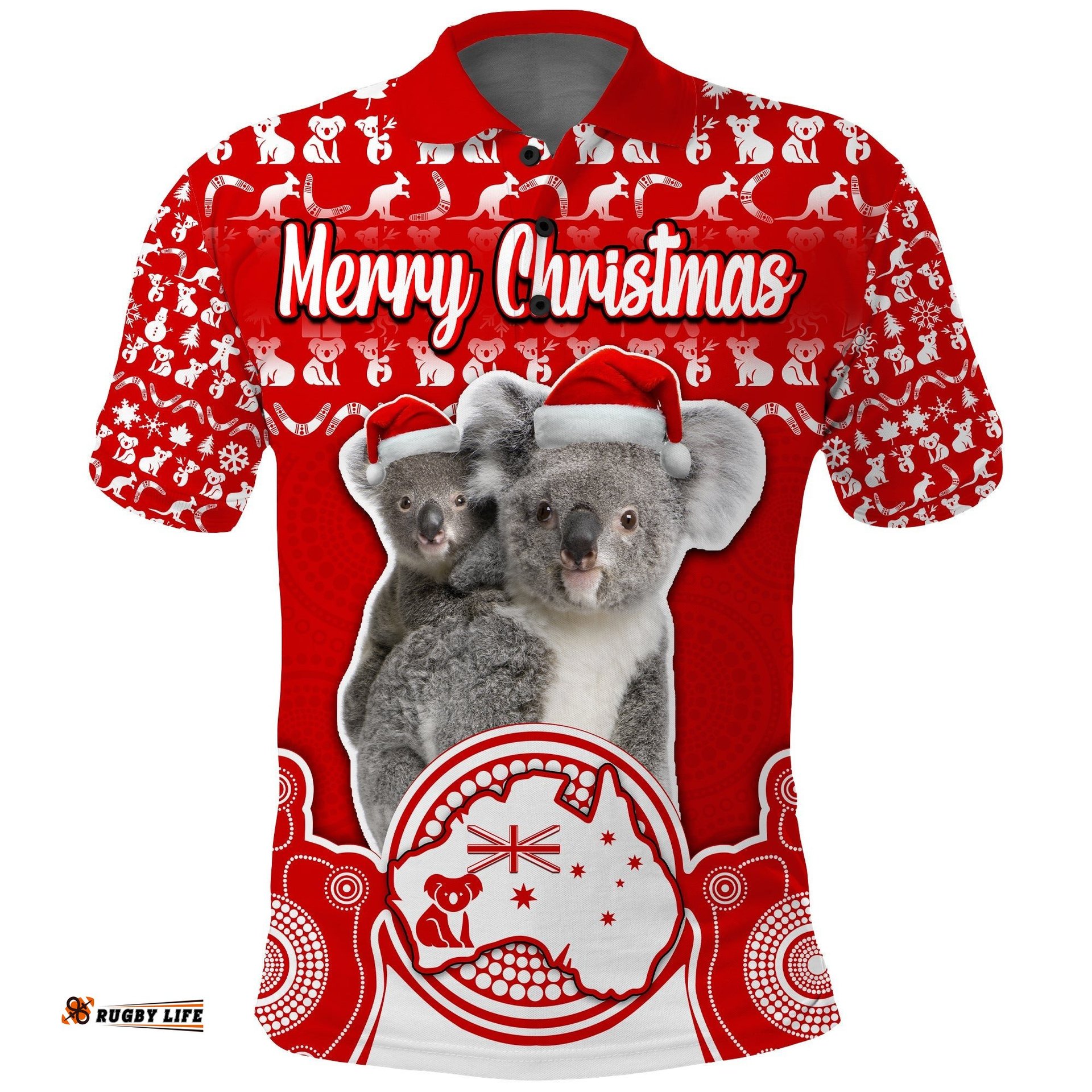 Australian Koala Christmas Vibe With Aboriginal Dot Painting Style No1 Polo Shirt Amazing Aussie