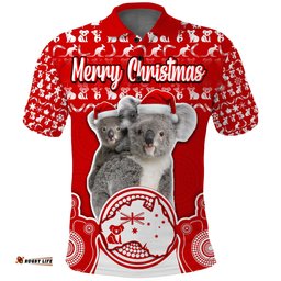 Australian Koala Christmas Vibe With Aboriginal Dot Painting Style No1 Polo Shirt Amazing Aussie