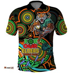 Custom Tigers Rugby Aboriginal Art Polo Shirt NAIDOC Indigenous Tribal