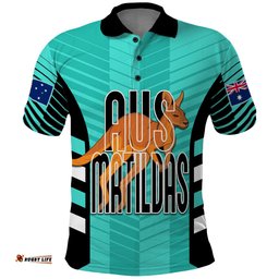 Custom Australia Soccer Polo Shirt Go Matildas Dynamic - Turquoise