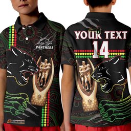 Custom Text And Number Panthers Rugby Polo Shirt The Riff 2022 Premiers Aboriginal Art Amazing Aussie