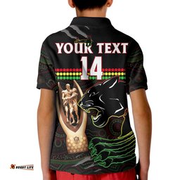 Custom Text And Number Panthers Rugby Polo Shirt The Riff 2022 Premiers Aboriginal Art Amazing Aussie
