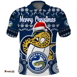 Parramatta Eels Christmas Vibe With Aboriginal Dot Panting Style Polo Shirt Amazing Aussie