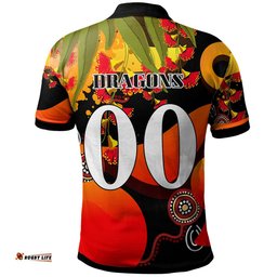 NRLW St.George Rugby Polo Shirt - Custom Cute Dragons with Aboriginal Dot Painting Style Player And Number Woman Polo Shirt Amazing Aussie