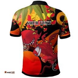 NRLW St.George Rugby Polo Shirt - Custom Cute Dragons with Aboriginal Dot Painting Style Player And Number Woman Polo Shirt Amazing Aussie