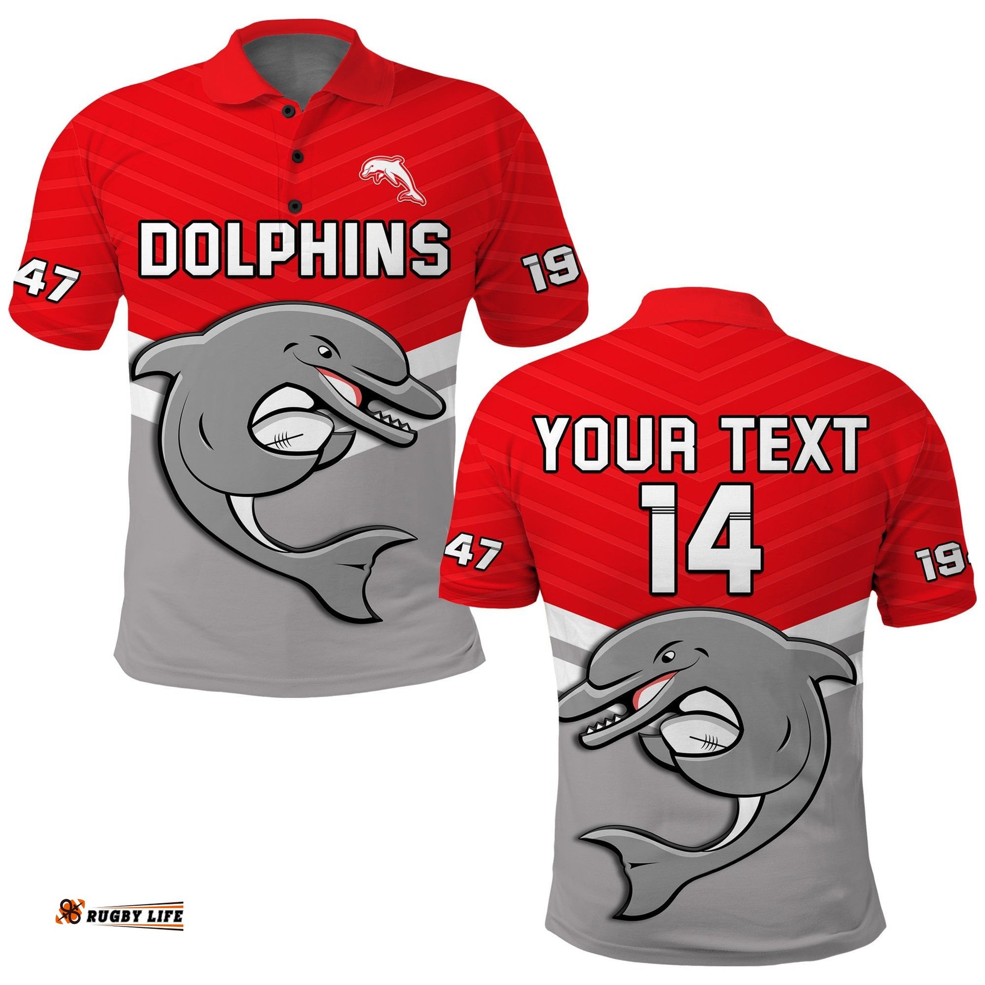 Custom Text And Number Dolphins Rugby Polo Shirt Sporty Style Ver.02 Amazing Aussie