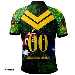 Kangaroos Rugby Polo Shirt - Custom Kangaroo National Rugby League Indigenous Dreamtime Player And Number Polo Shirt Amazing Aussie
