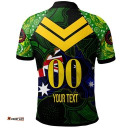 Kangaroos Rugby Polo Shirt - Custom Kangaroo National Rugby League Indigenous Dreamtime Player And Number Polo Shirt Amazing Aussie