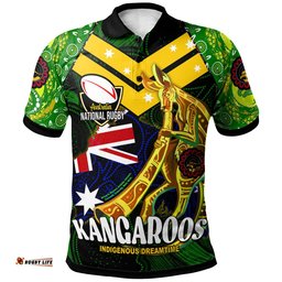 Kangaroos Rugby Polo Shirt - Custom Kangaroo National Rugby League Indigenous Dreamtime Player And Number Polo Shirt Amazing Aussie