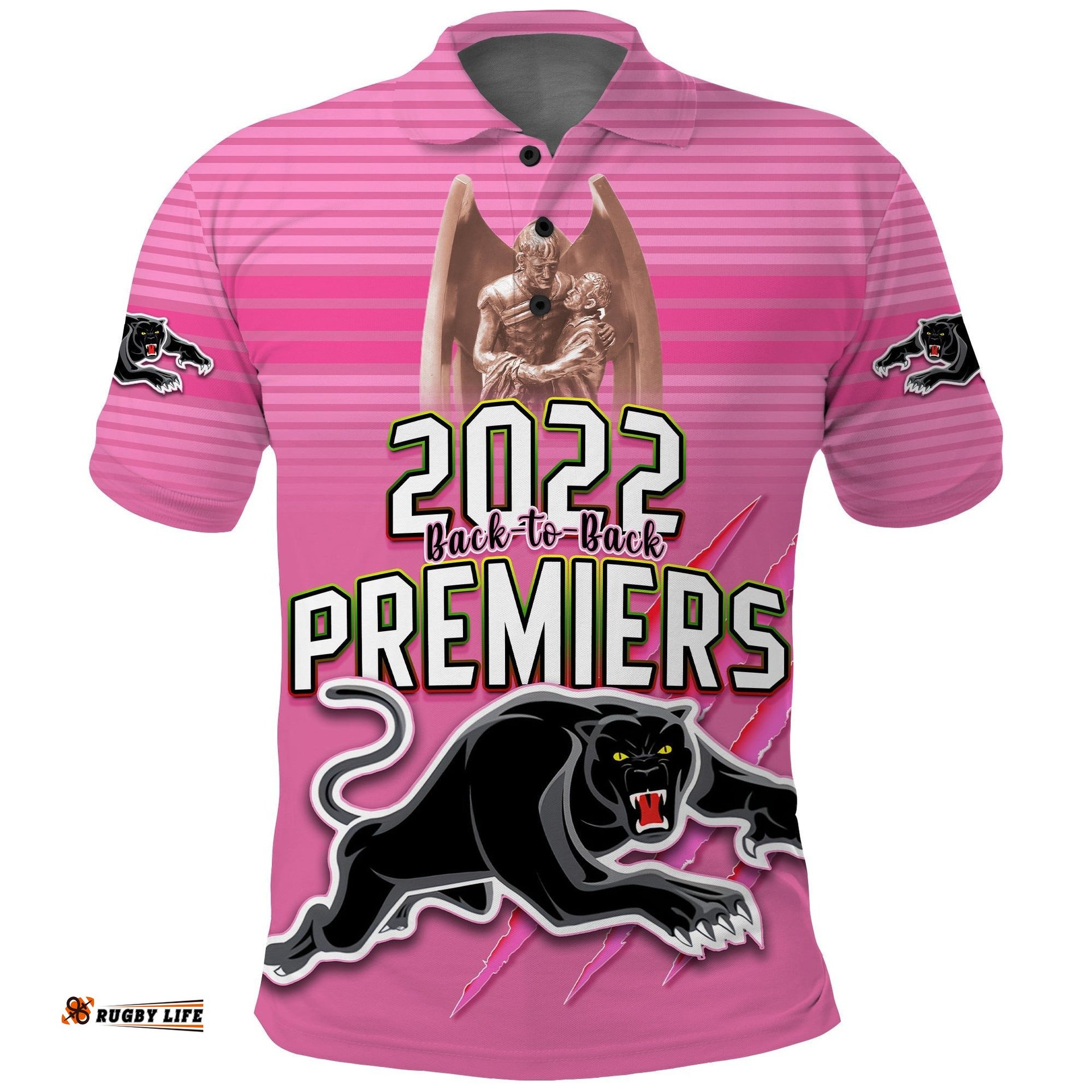 Panthers Proud Polo Shirt Back to Back Premiers 2022 Version Pink Amazing Aussie