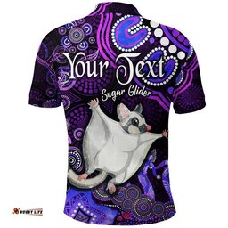 Custom Personalised Australian Astrology Polo Shirt Gemini Sugar Glider Zodiac Aboriginal Vibes - Purple Amazing Aussie