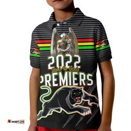 Custom Text and Number Panthers Proud Polo Shirt Back to Back Premiers 2022 Version Black Amazing Aussie