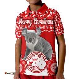 Australian Koala Christmas Vibe With Aboriginal Dot Painting Style No2 Polo Shirt Amazing Aussie