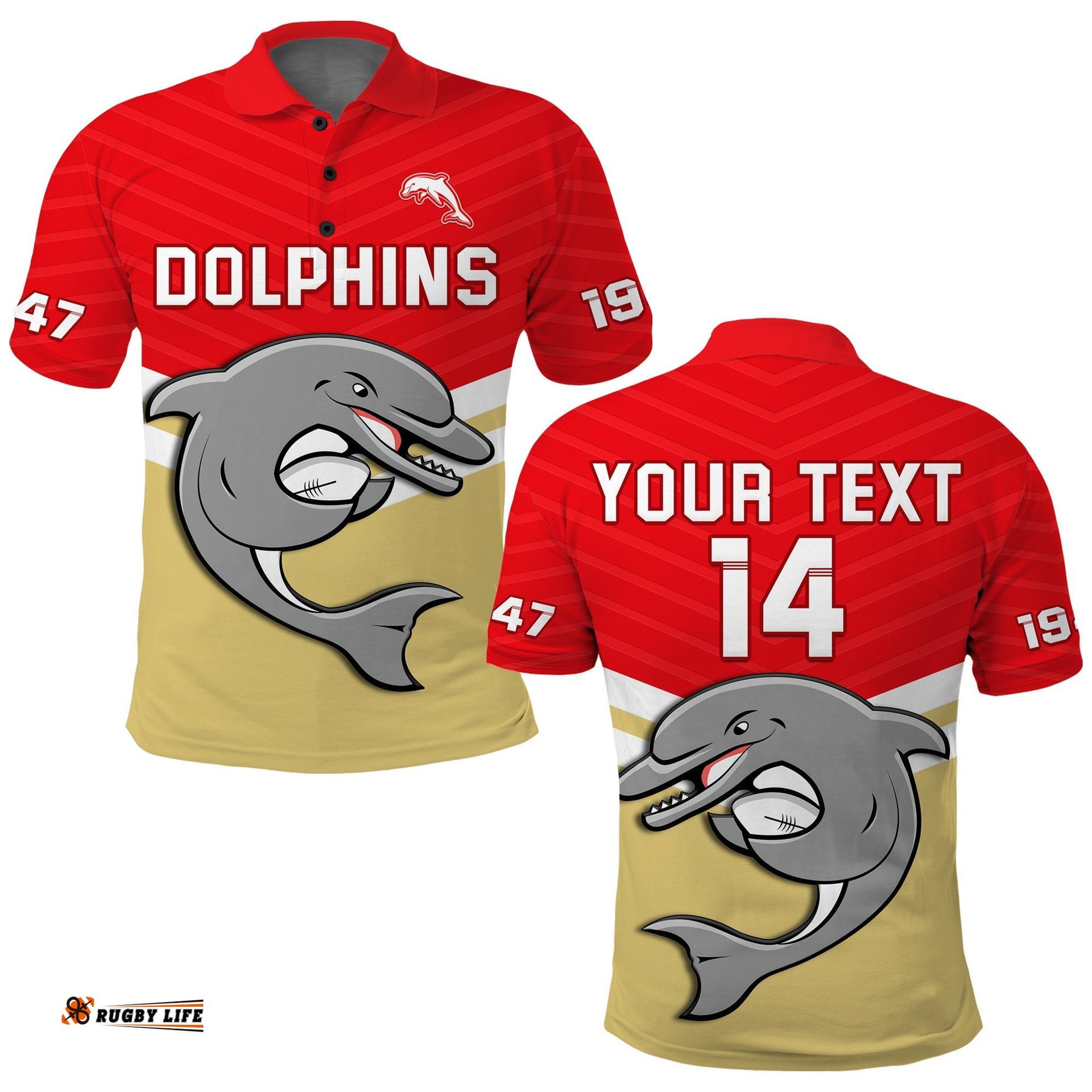 Custom Text And Number Dolphins Rugby Polo Shirt Sporty Style Ver.01 Amazing Aussie