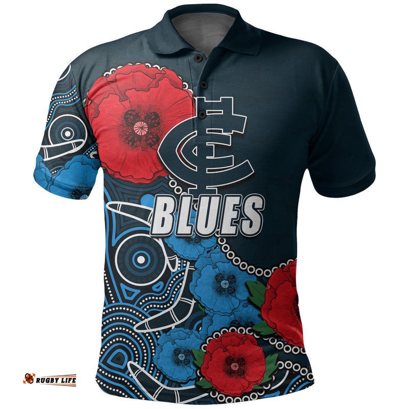 Custom Personalised Anzac Day AFL-Blues Army Mix Aboriginal Polo Shirt Amazing Aussie