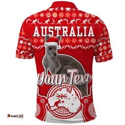 Custom Personalised Australian Kangaroo Christmas Vibe With Aboriginal Dot Painting Style Polo Shirt  Amazing Aussie
