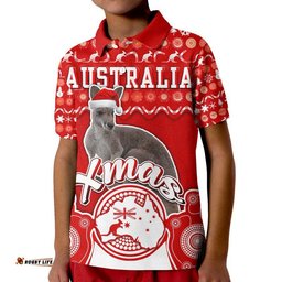 Custom Personalised Australian Kangaroo Christmas Vibe With Aboriginal Dot Painting Style Polo Shirt  Amazing Aussie